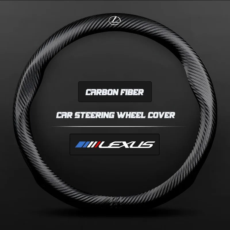 Carbon fiber genuine leather car steering wheel cover for Lexus