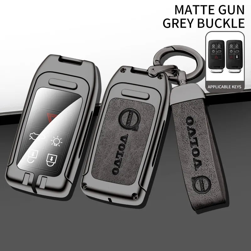 Zinc alloy genuine leather car key case for Volvo series