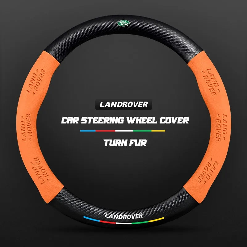Car steering wheel cover in carbon fiber suede style suitable for Land Rover