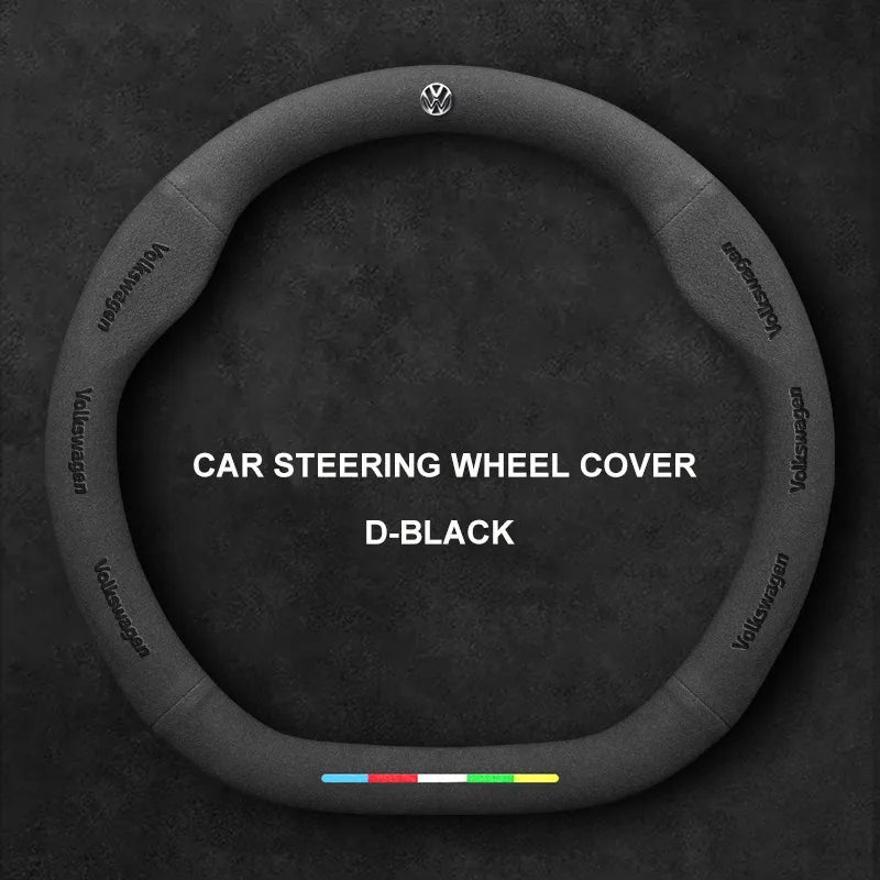 Alcantara Suede 3D Embossed Steering Wheel Cover For Volkswagen