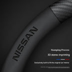 Carbon fiber genuine leather car steering wheel cover for Nissan