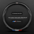 Carbon fiber genuine leather car steering wheel cover for Cadillac