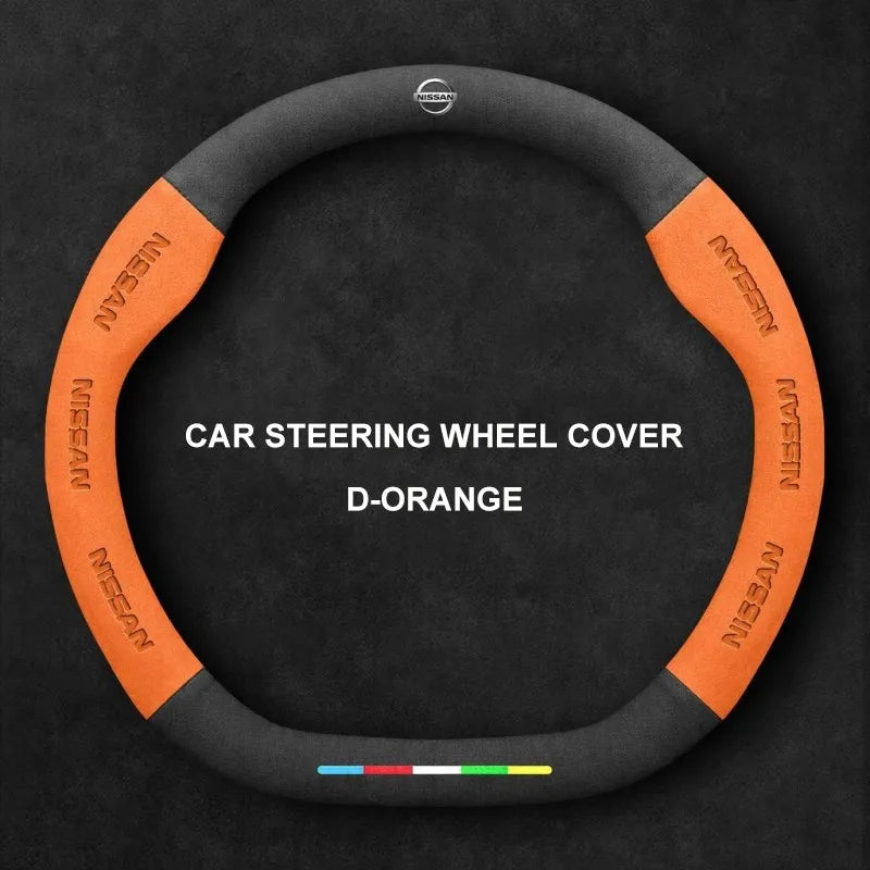 Alcantara Suede 3D Embossed Steering Wheel Cover For Nissan