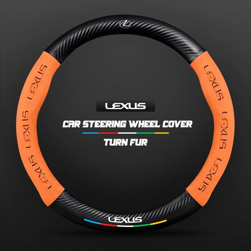 Car steering wheel cover in carbon fiber suede style suitable for Lexus