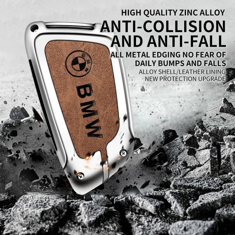 Zinc alloy genuine leather car key case for BMW series