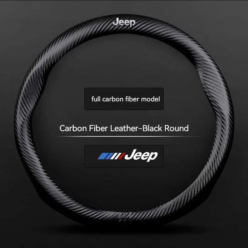 Carbon fiber genuine leather car steering wheel cover for Jeep