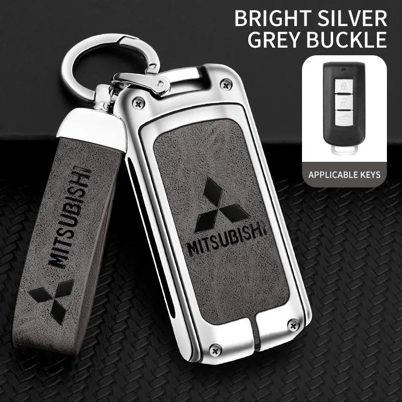 Zinc alloy genuine leather car key case for Mitsubishi series