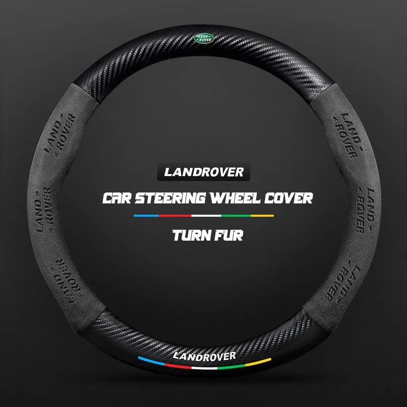 Car steering wheel cover in carbon fiber suede style suitable for Land Rover