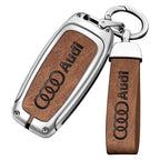 Zinc alloy genuine leather car key case for Audi series