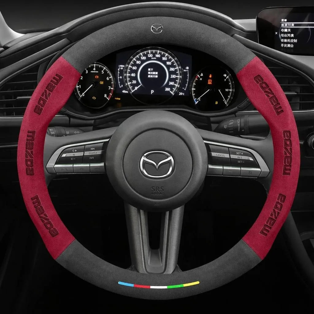 Alcantara Suede 3D Embossed Steering Wheel Cover For Mazda