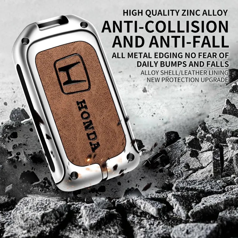 Zinc alloy genuine leather car key case for Honda series