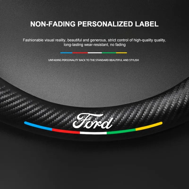 Car steering wheel cover in carbon fiber suede style suitable for Ford