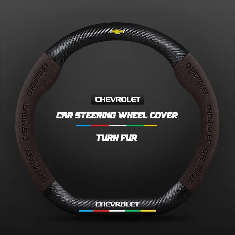 Car steering wheel cover in carbon fiber suede style suitable for Chevrolet