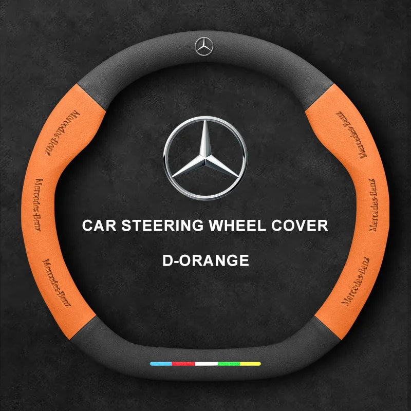 Alcantara Suede 3D Embossed Steering Wheel Cover For Mercedes-Benz