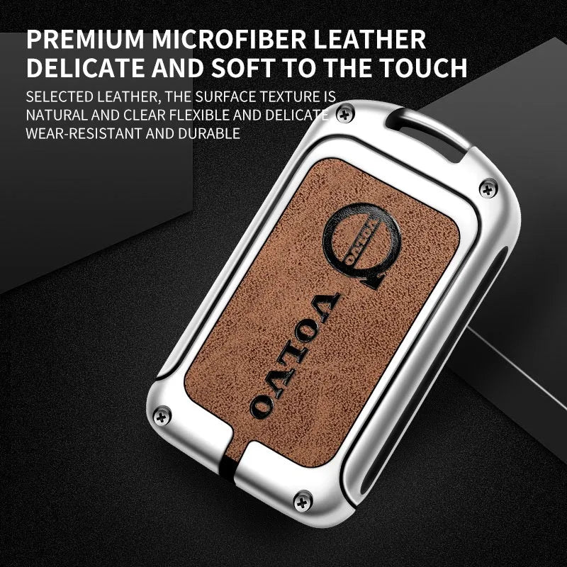 Zinc alloy genuine leather car key case for Volvo series
