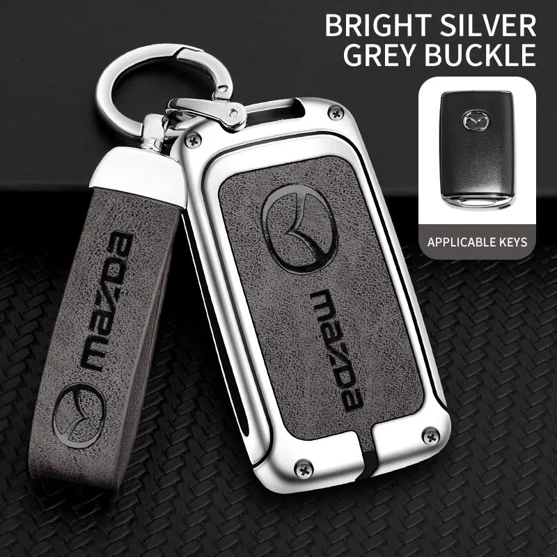 Zinc alloy genuine leather car key case for Mazda series