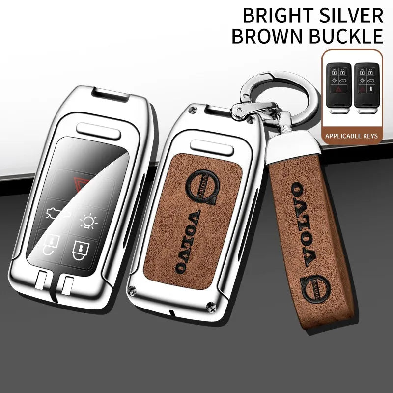 Zinc alloy genuine leather car key case for Volvo series
