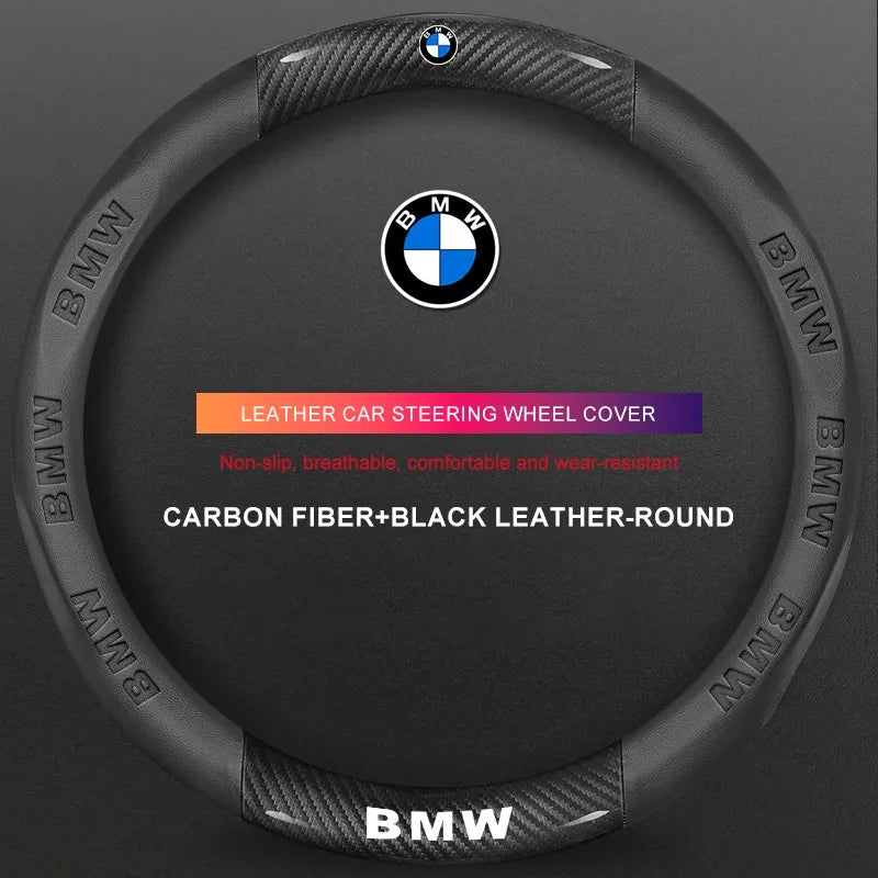 3D Embossed Genuine Leather Steering Wheel Cover For BMW