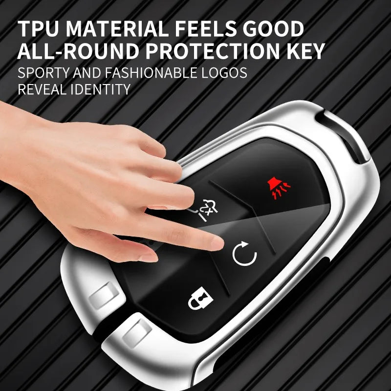 Zinc alloy genuine leather car key case for Cadillac series