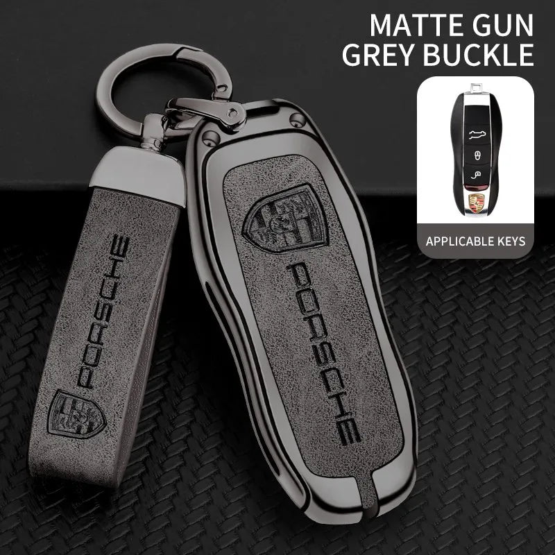 Zinc alloy genuine leather car key case for Porsche series