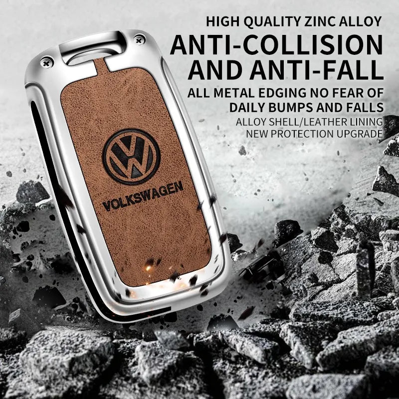 Zinc alloy genuine leather car key case for Volkswagen series