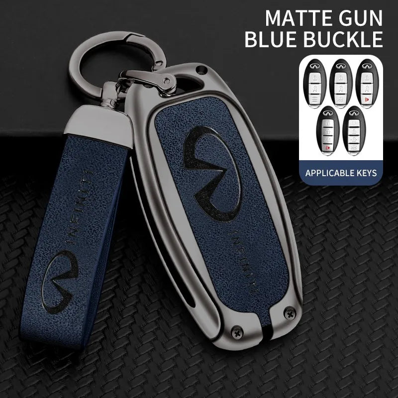 Zinc alloy genuine leather car key case for Infiniti series