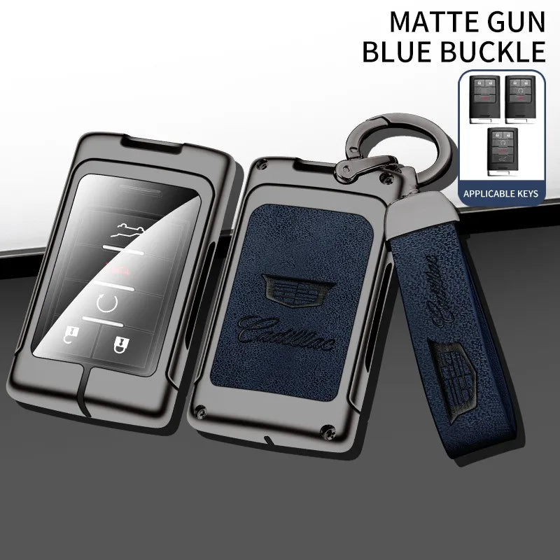 Zinc alloy genuine leather car key case for Cadillac series