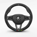 Alcantara Suede 3D Embossed Steering Wheel Cover For Skoda