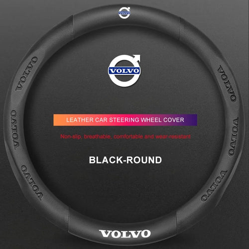 3D Embossed Genuine Leather Steering Wheel Cover For Volvo