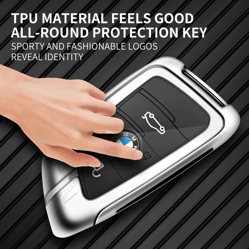 Zinc alloy genuine leather car key case for BMW series