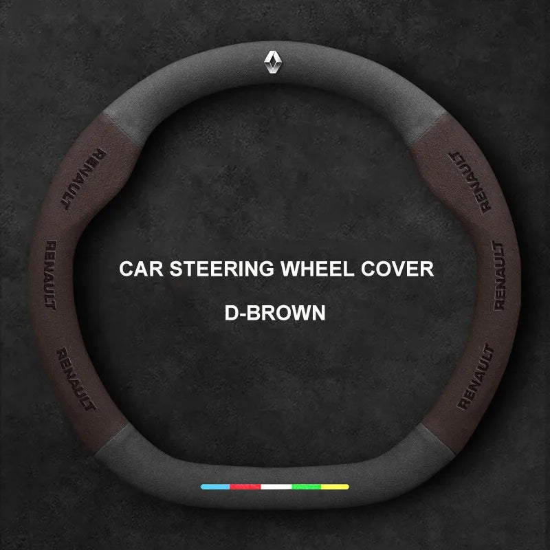 Alcantara Suede 3D Embossed Steering Wheel Cover For Renault