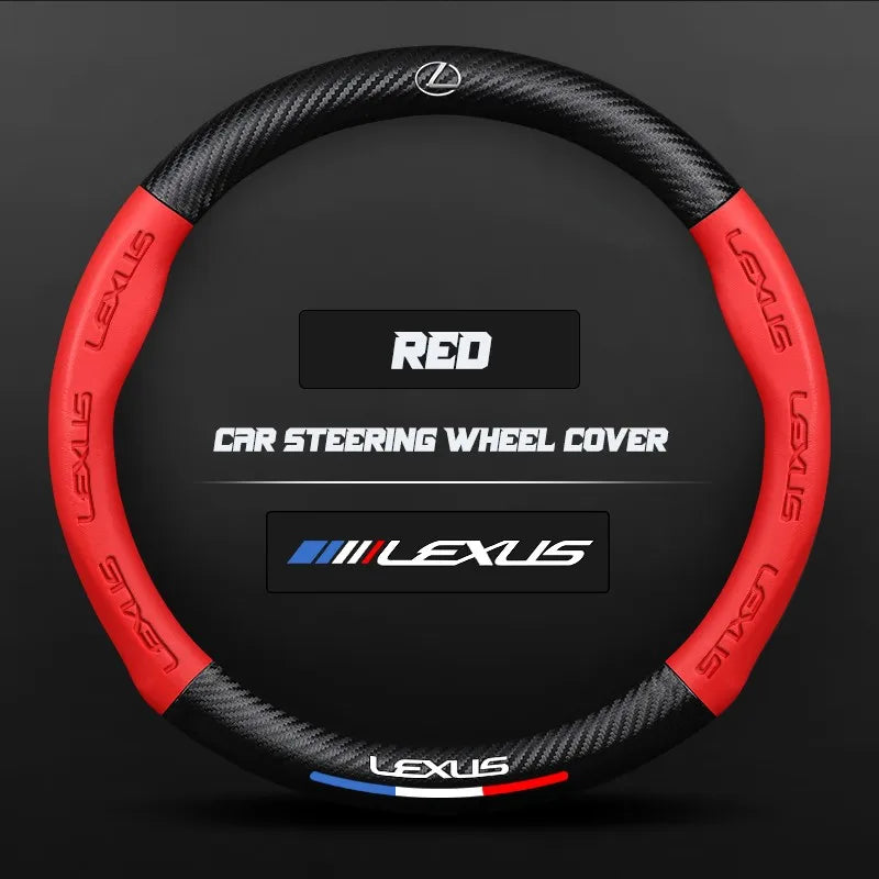 Carbon fiber genuine leather car steering wheel cover for Lexus
