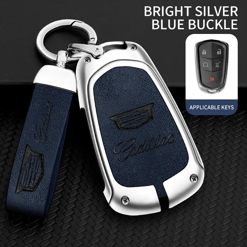 Zinc alloy genuine leather car key case for Cadillac series