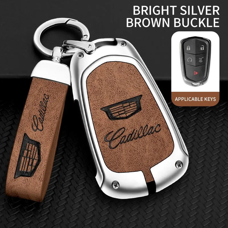 Zinc alloy genuine leather car key case for Cadillac series