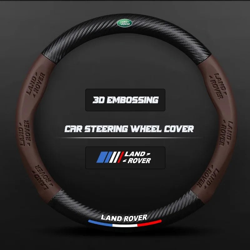 Carbon fiber genuine leather car steering wheel cover for Land Rover