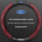 3D Embossed Genuine Leather Steering Wheel Cover For Ford