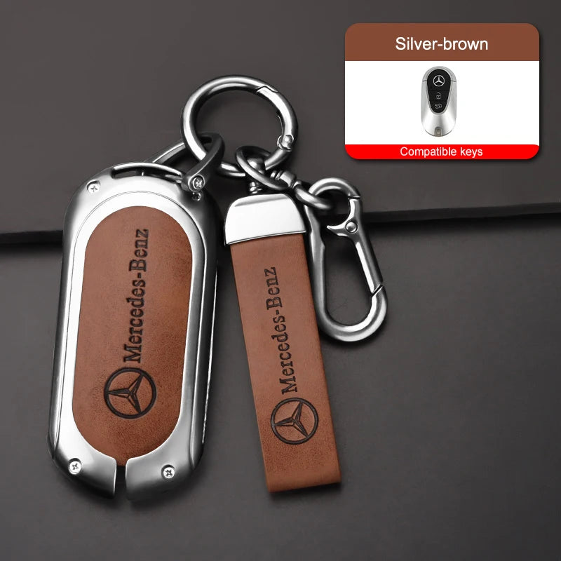 Zinc alloy genuine leather car key case for Mercedes-Benz series