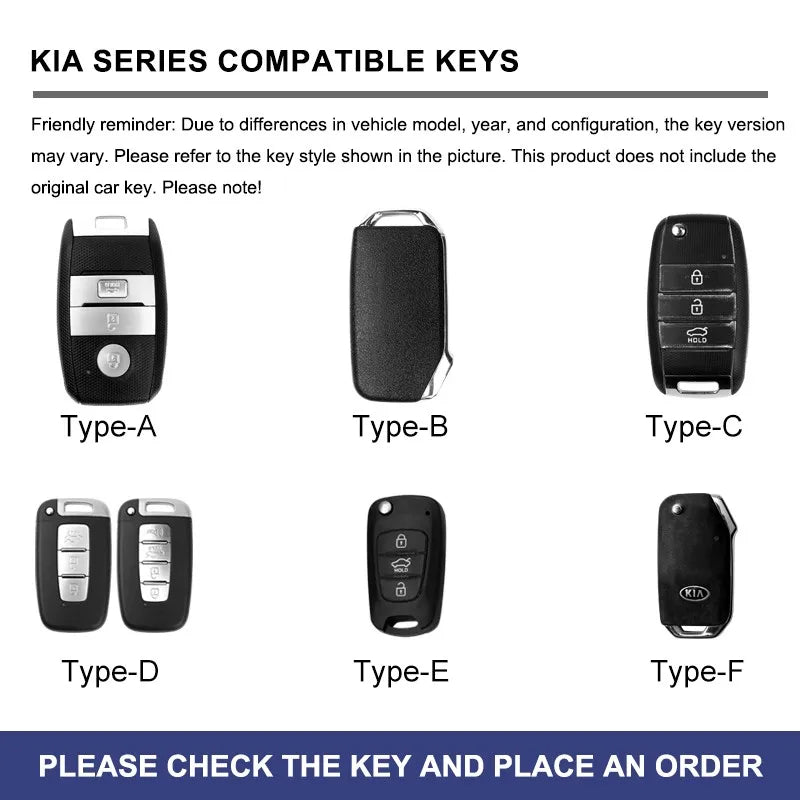 Zinc alloy genuine leather car key case for Kia series