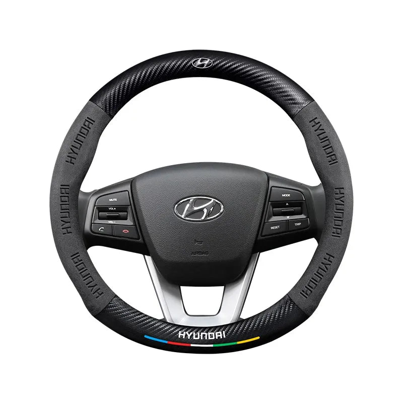 Car steering wheel cover in carbon fiber suede style suitable for Hyundai