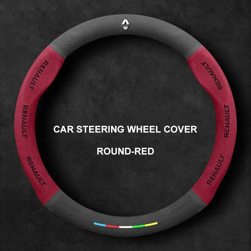 Alcantara Suede 3D Embossed Steering Wheel Cover For Renault