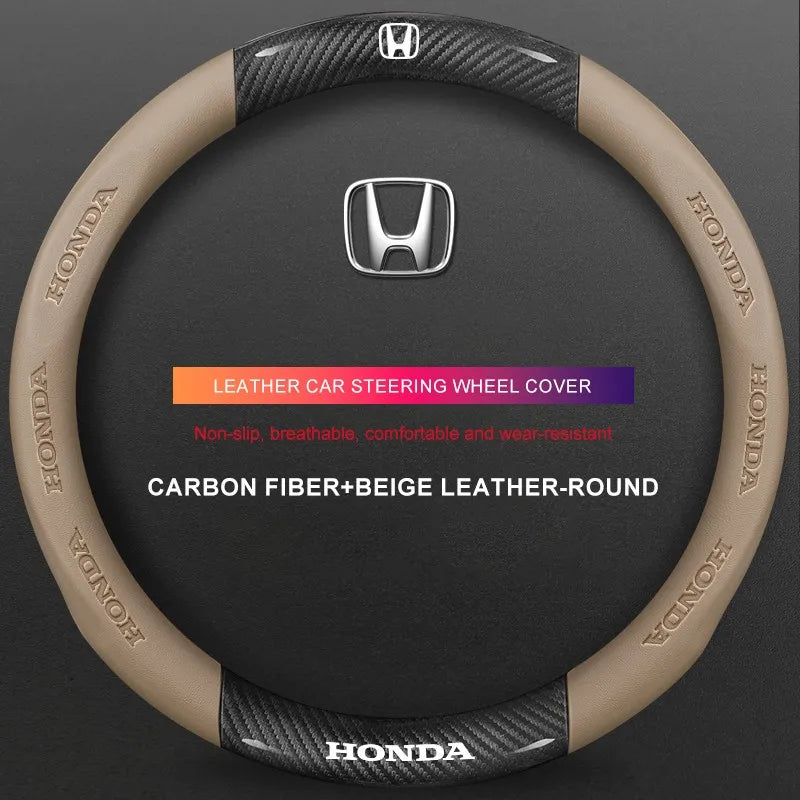 3D Embossed Genuine Leather Steering Wheel Cover For Honda