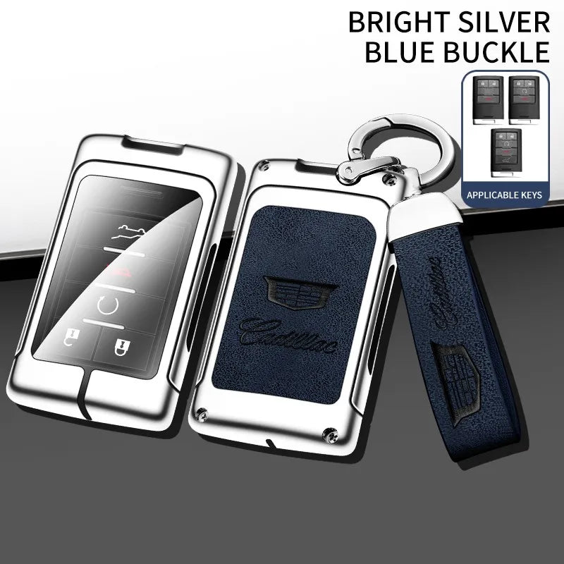 Zinc alloy genuine leather car key case for Cadillac series