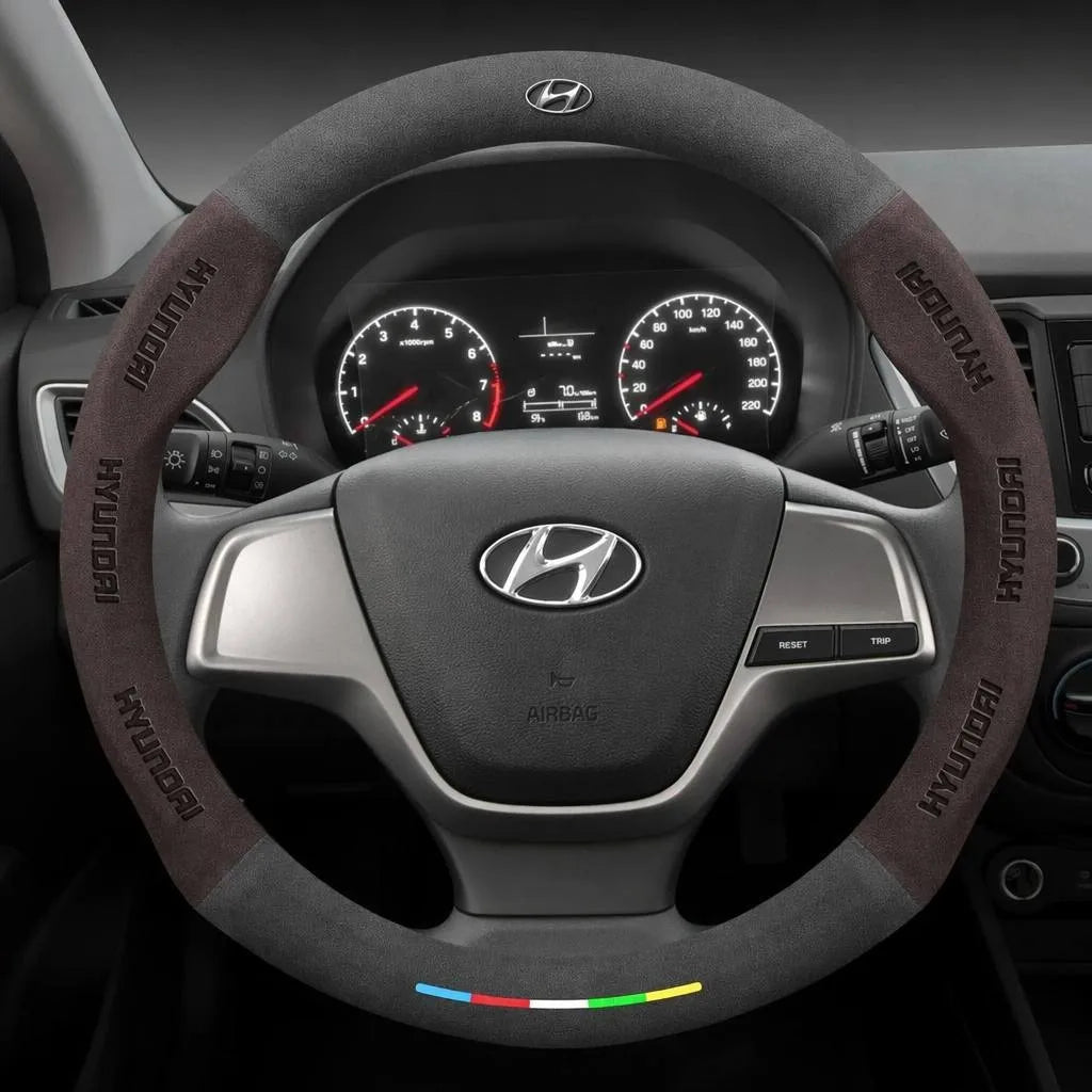 Alcantara Suede 3D Embossed Steering Wheel Cover For Hyundai