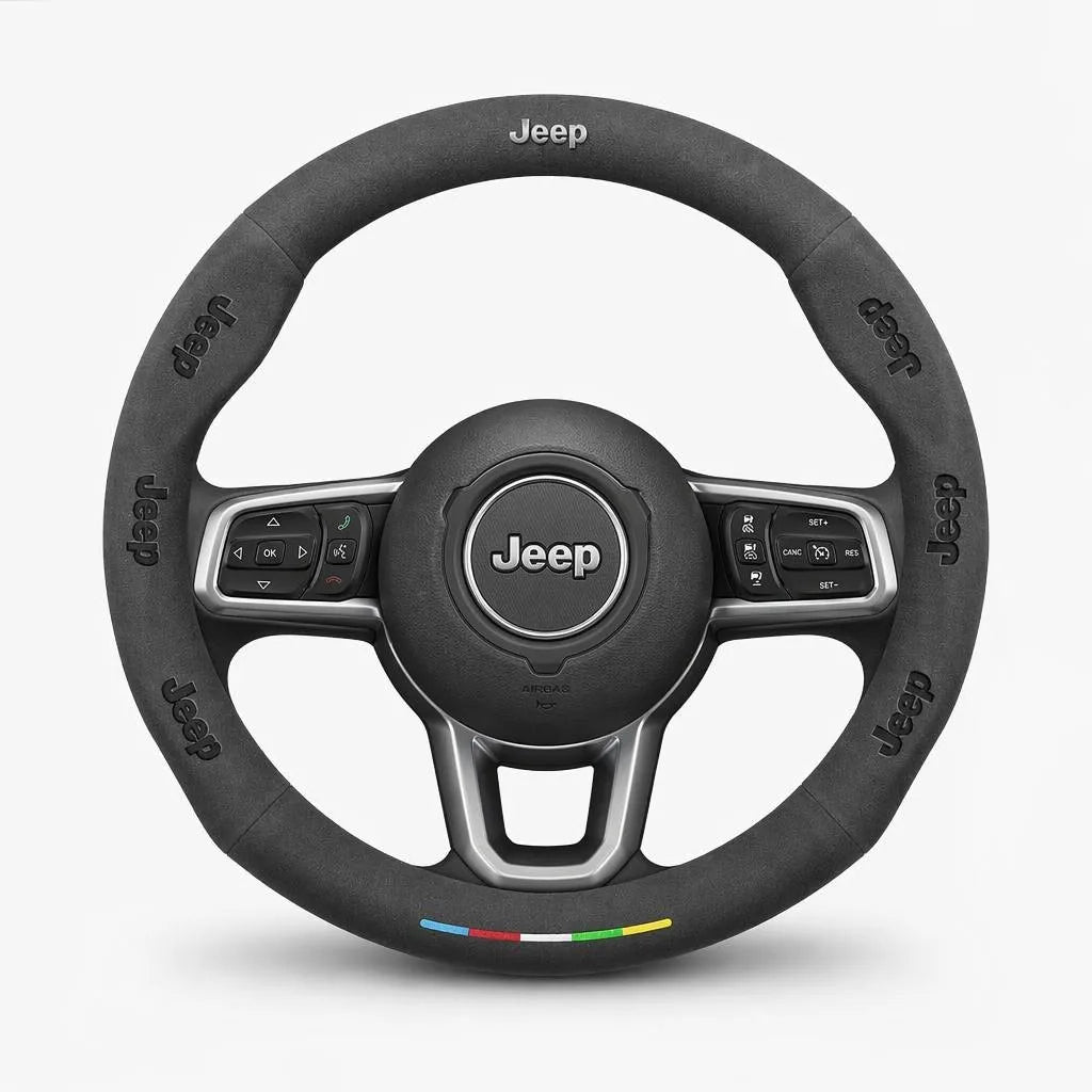 Alcantara Suede 3D Embossed Steering Wheel Cover For Jeep