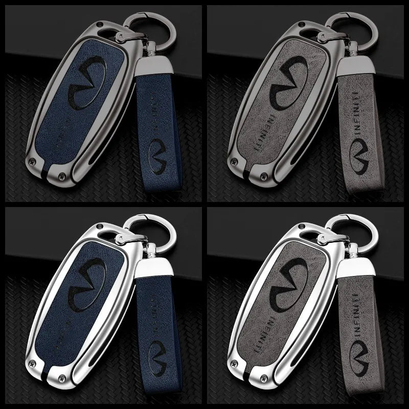 Zinc alloy genuine leather car key case for Infiniti series