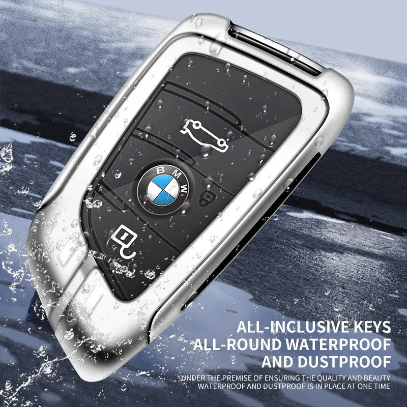 Zinc alloy genuine leather car key case for BMW series