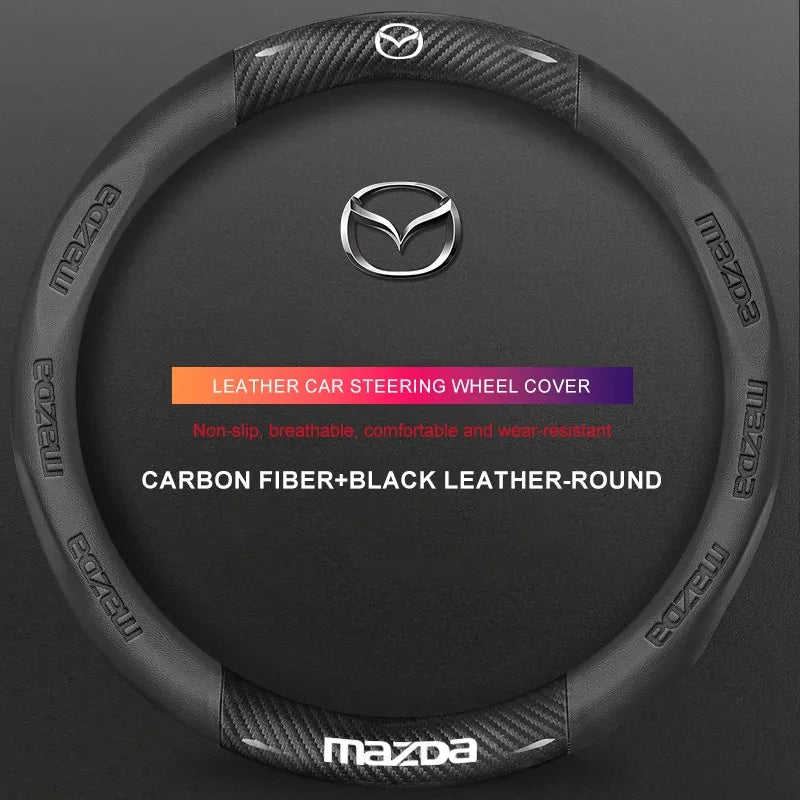 3D Embossed Genuine Leather Steering Wheel Cover For Mazda