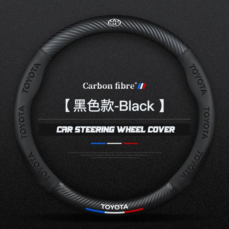 Carbon fiber genuine leather car steering wheel cover for Toyota