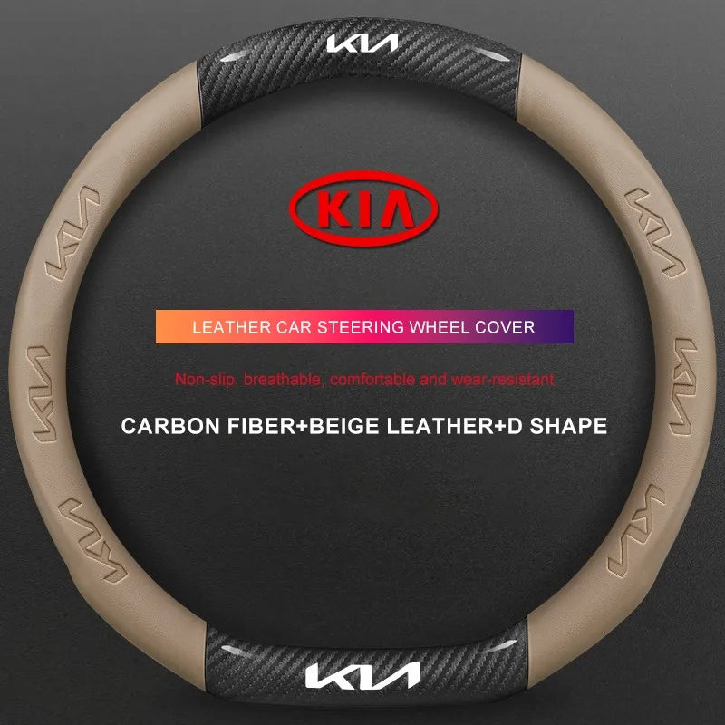 3D Embossed Genuine Leather Steering Wheel Cover For Kia