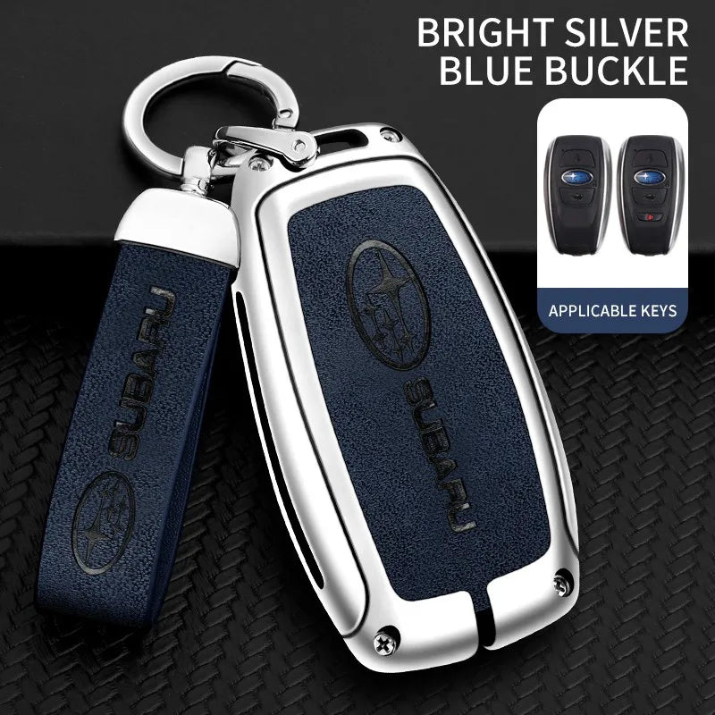 Zinc alloy genuine leather car key case for Subaru series